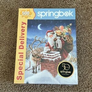 Springbok Special Delivery 500-Piece Christmas Puzzle - Santa on Rooftop